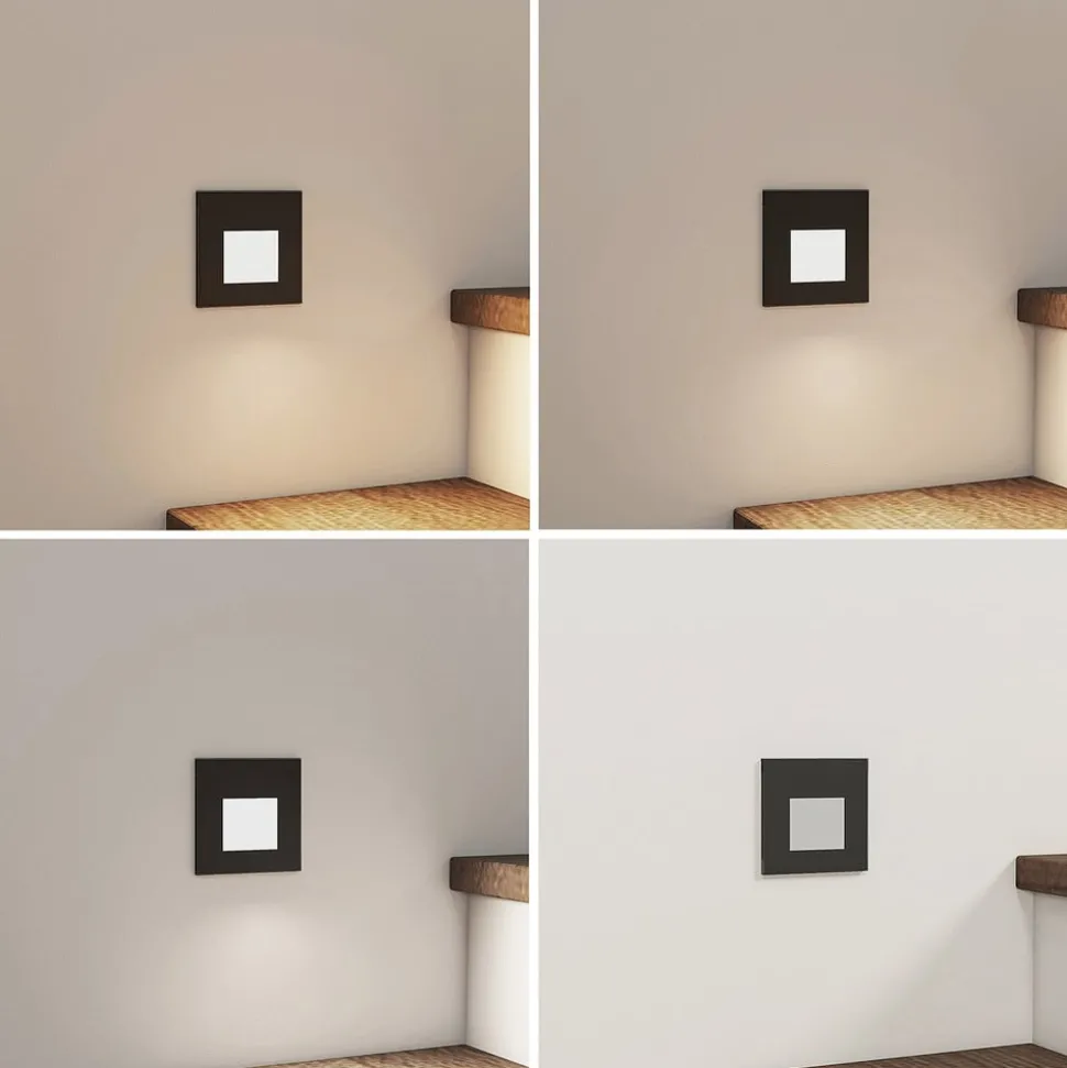 Arcchio LED-indbygningslampe Vexi, 7,8 cm x 7,8 cm, sort, CCT