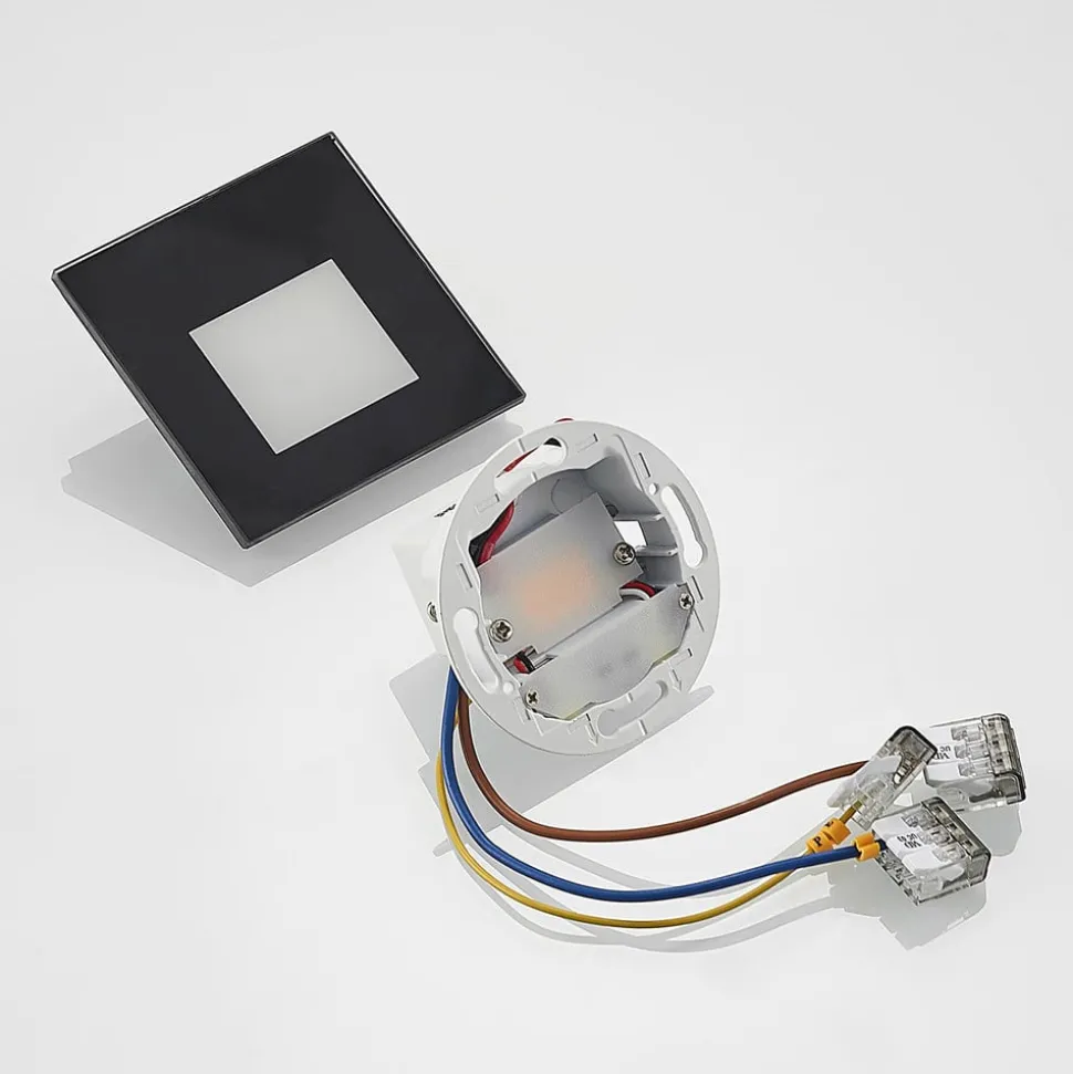 Arcchio LED-indbygningslampe Vexi, 7,8 cm x 7,8 cm, sort, CCT