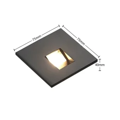 Arcchio LED-indbygningslampe Vexi, 7,5 cm x 7,5 cm, sort, CCT