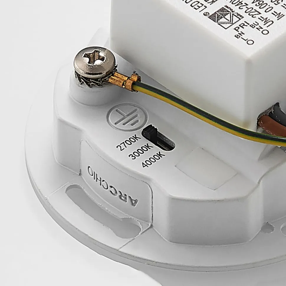 Arcchio LED-indbygningslampe Vexi, Ø 7,5 cm, hvid, aluminium, CCT