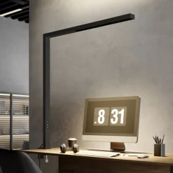 Arcchio LED-klemmelampe Jolinda, sort, aluminium, dæmpbar