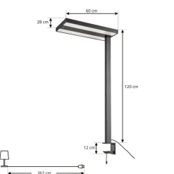 Arcchio LED-klemmelampe Logan sort, dæmpbar, sensor