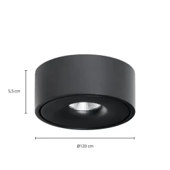 Arcchio LED-loftlampe Rotari, Ø 12 cm, op & ned, sort