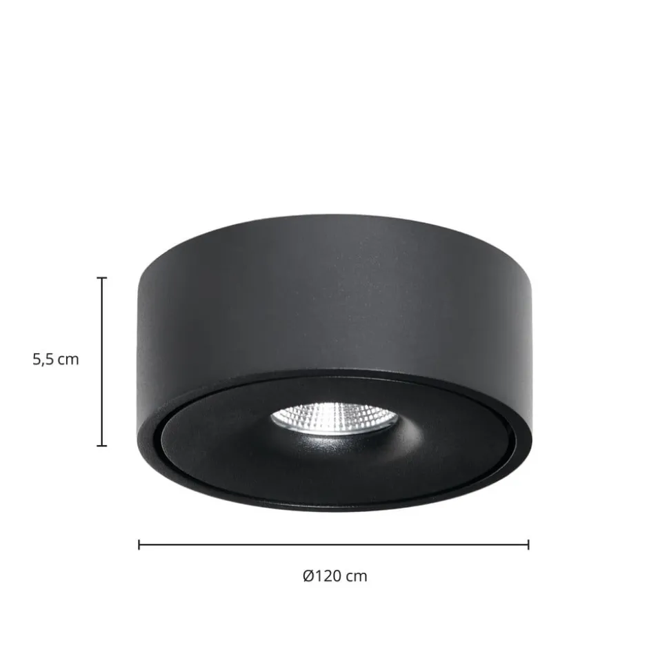 Arcchio LED-loftlampe Rotari, Ø 12 cm, op & ned, sort