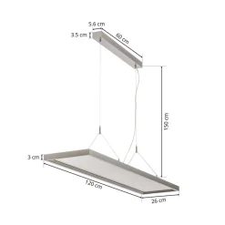 Arcchio LED-pendellampe Dorean, sølv, metal, 120 cm