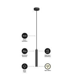 Arcchio LED-pendellampe Franka, 1 lyskilde, Ø 4 cm, sort