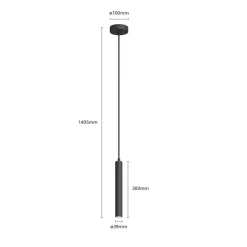 Arcchio LED-pendellampe Franka, 1 lyskilde, Ø 4 cm, sort