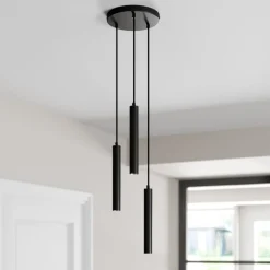 Arcchio LED-pendellampe Franka, 3 lyskilder, Ø 24 cm, sort