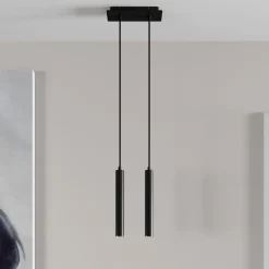 Arcchio LED-pendellampe Franka, 2 lyskilder, sort, aluminium
