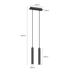 Arcchio LED-pendellampe Franka, 2 lyskilder, sort, aluminium