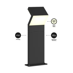 Arcchio LED-sokkellampe Havin, antracit, metal, 60 cm