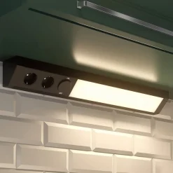 Arcchio LED-underskabsbelysning Ovano, 62 cm, sort, aluminium