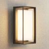 Arcchio LED-væglampe Ismera, antracit/opal, IP65, glas