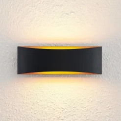 Arcchio LED-væglampe Jelle, 27 cm, sort/guld, op/ned