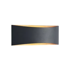 Arcchio LED-væglampe Jelle, 27 cm, sort/guld, op/ned