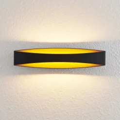 Arcchio LED-væglampe Jelle, 44 cm, sort/guld, op/ned