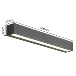 Arcchio LED-væglampe Lengo, 50 cm, 2 lyskilder, antracit, CCT
