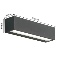 Arcchio LED-væglampe Lengo, 25 cm, 1 lyskilde, antracit, CCT
