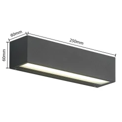 Arcchio LED-væglampe Lengo, 25 cm, 2 lyskilder, antracit, CCT