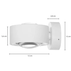Arcchio LED-væglampe Rotari, linse, op/ned, hvid, metal