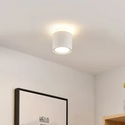 Arcchio loftlampe Walisa, Ø 10 cm, hvid, diffuser, GU10