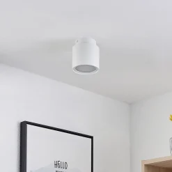 Arcchio loftlampe Walisa, Ø 10 cm, hvid, diffuser, GU10
