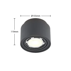 Arcchio loftlampe Walisa, Ø 15 cm, sort, metal, GU10