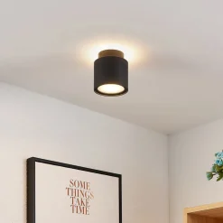 Arcchio loftlampe Walisa, Ø 10 cm, sort, diffuser, GU10