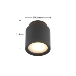 Arcchio loftlampe Walisa, Ø 10 cm, sort, diffuser, GU10