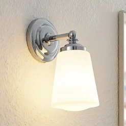 Arcchio Mahdi væglampe til badeværelset, krom, glas, 11 cm, IP44