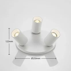 Arcchio spotlight Brinja, hvid, rund, Ø 6 cm, 3 lyskilder, GU10