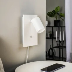 Arcchio spotlight Brinja, hvid, metal, USB-C, afbryder, GU10