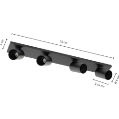 Arcchio spotlight Brinja, sort, 65 cm lang, Ø 7 cm, 4 lyskilder