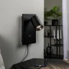 Arcchio spotlight Brinja, sort, metal, USB-C, afbryder
