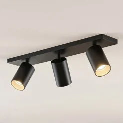 Arcchio spotlight Brinja, sort, kantet, Ø 6 cm, 3 lyskilder, GU10