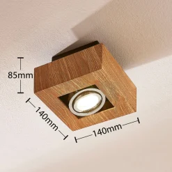 Arcchio spotlight Vince, 14 x 14 cm, træfarvet, metal, GU10
