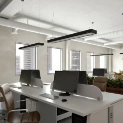 Arcchio Susi LED-kontorhængelampe, sort, 120 cm, 4000K, DALI