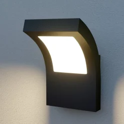 Arcchio udendørs LED-væglampe Advik, IP65, antracit, metal
