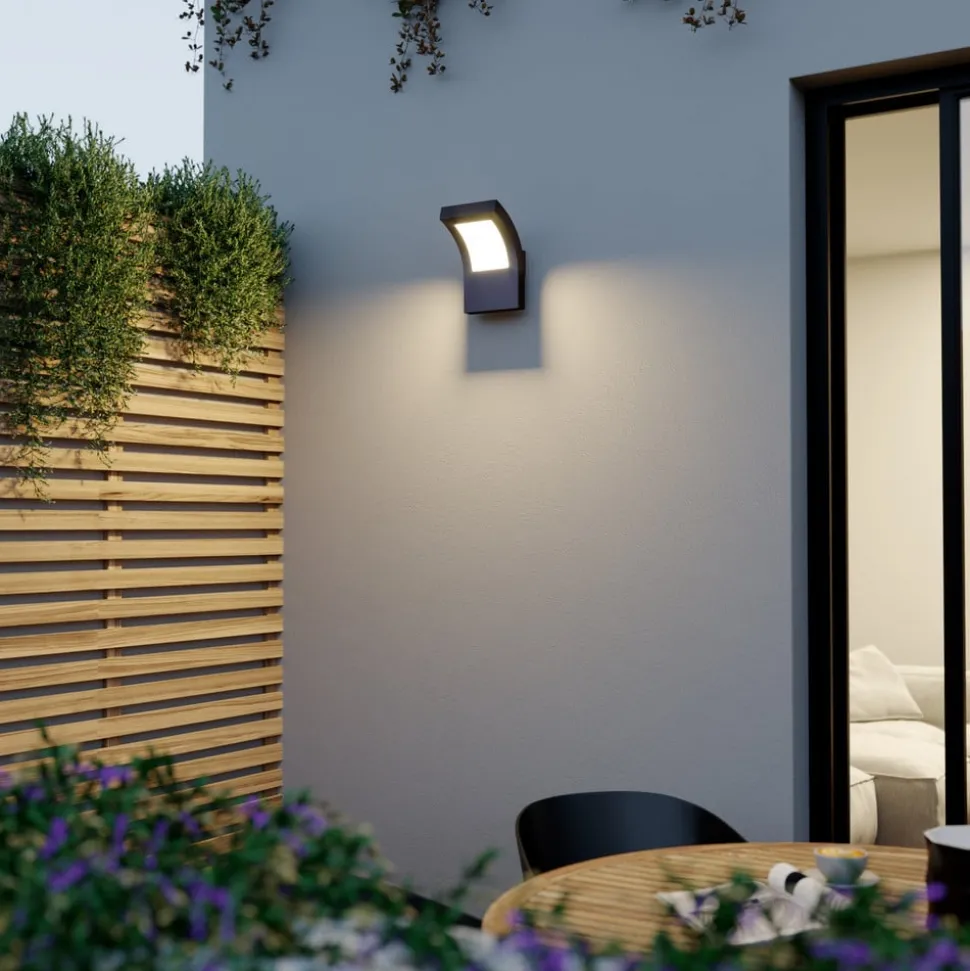 Arcchio udendørs LED-væglampe Advik, IP65, antracit, metal
