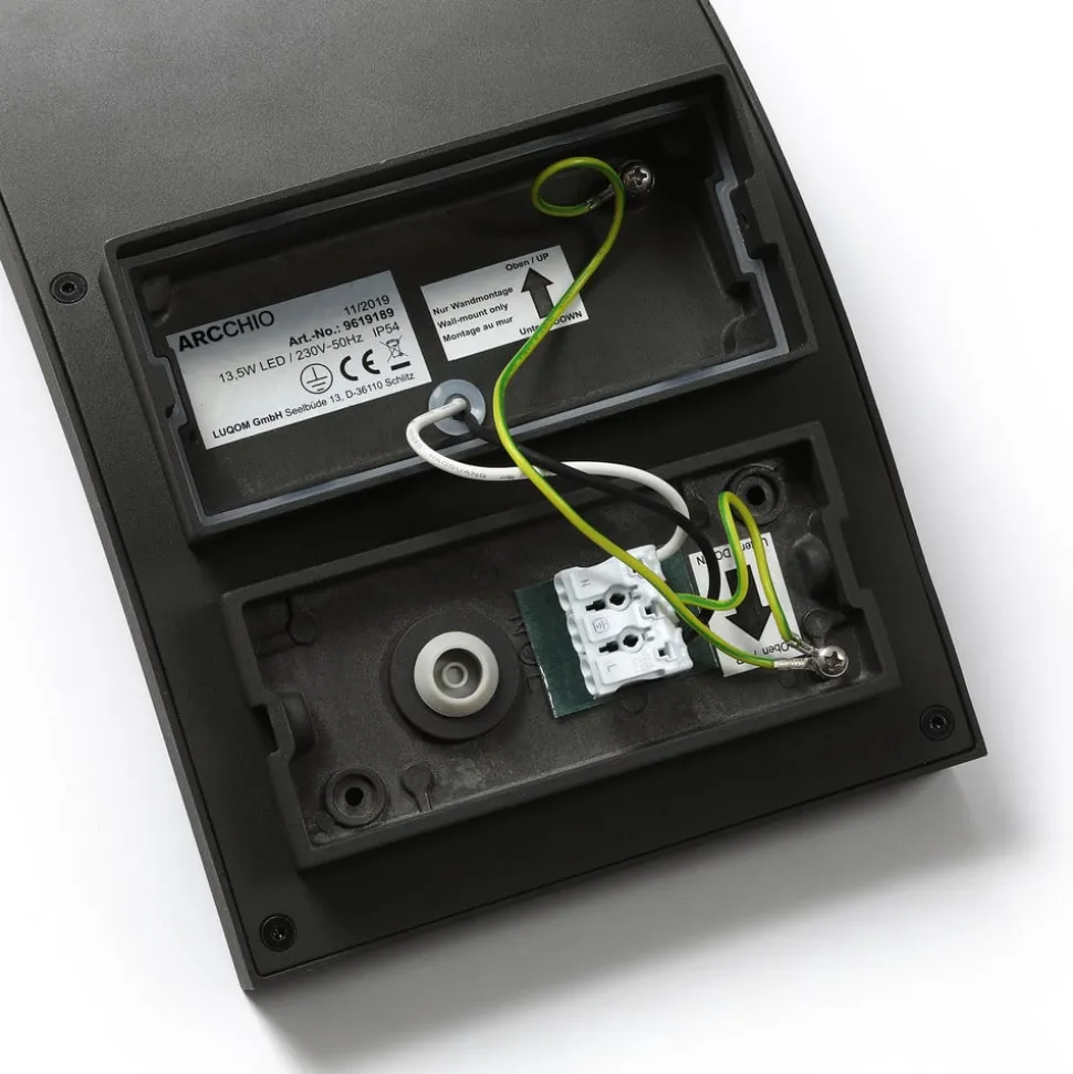 Arcchio udendørs LED-væglampe Advik, antracit, IP54, sensor