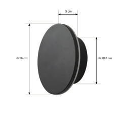 Arcchio udendørs LED-væglampe Gravo, Ø 16 cm, sort, IP65