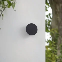 Arcchio udendørs LED-væglampe Gravo, Ø 16 cm, sort, IP65
