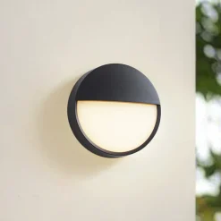 Arcchio udendørs LED-væglampe Gravo, Ø 25 cm, sort, IP65