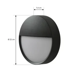 Arcchio udendørs LED-væglampe Gravo, Ø 25 cm, sort, IP65
