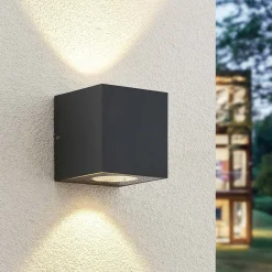 Arcchio udendørs LED-væglampe Tassnim, 12 cm, antracit, IP65