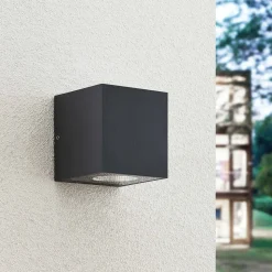 Arcchio udendørs LED-væglampe Tassnim, 12 cm, antracit, IP65