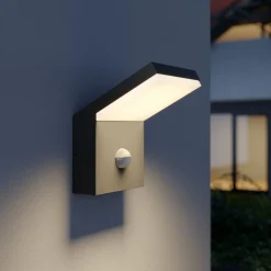 Arcchio udendørs LED-væglampe Yolena, sensor, antracit, aluminium