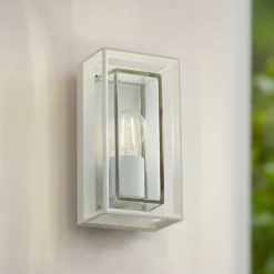 Arcchio udendørs væglampe Ismera, hvid, IP65, glas, E27