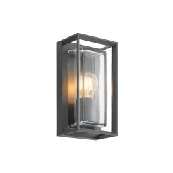 Arcchio udendørs væglampe Ismera, antracit/klar, IP65, glas