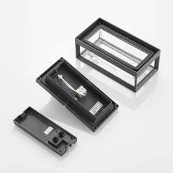 Arcchio udendørs væglampe Ismera, antracit/klar, IP65, glas